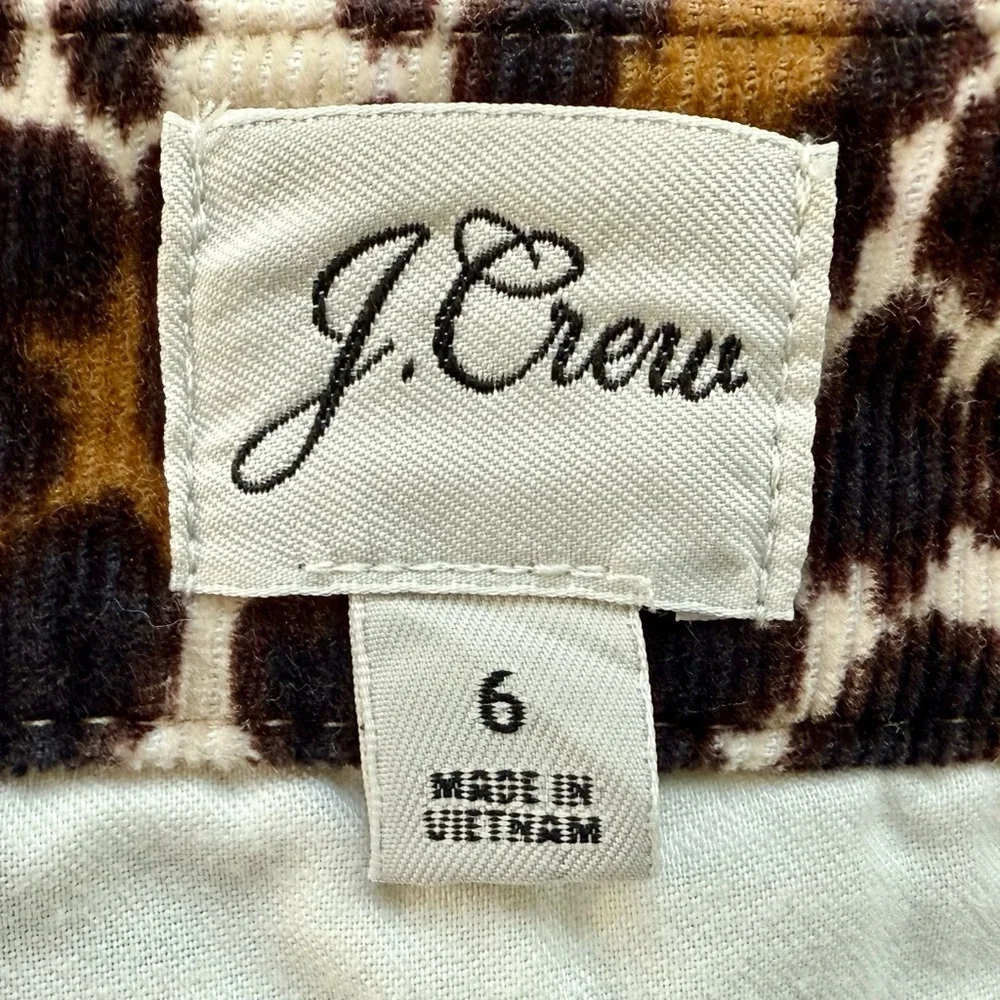J. Crew Corduroy Cheetah Print Skirt Size 6